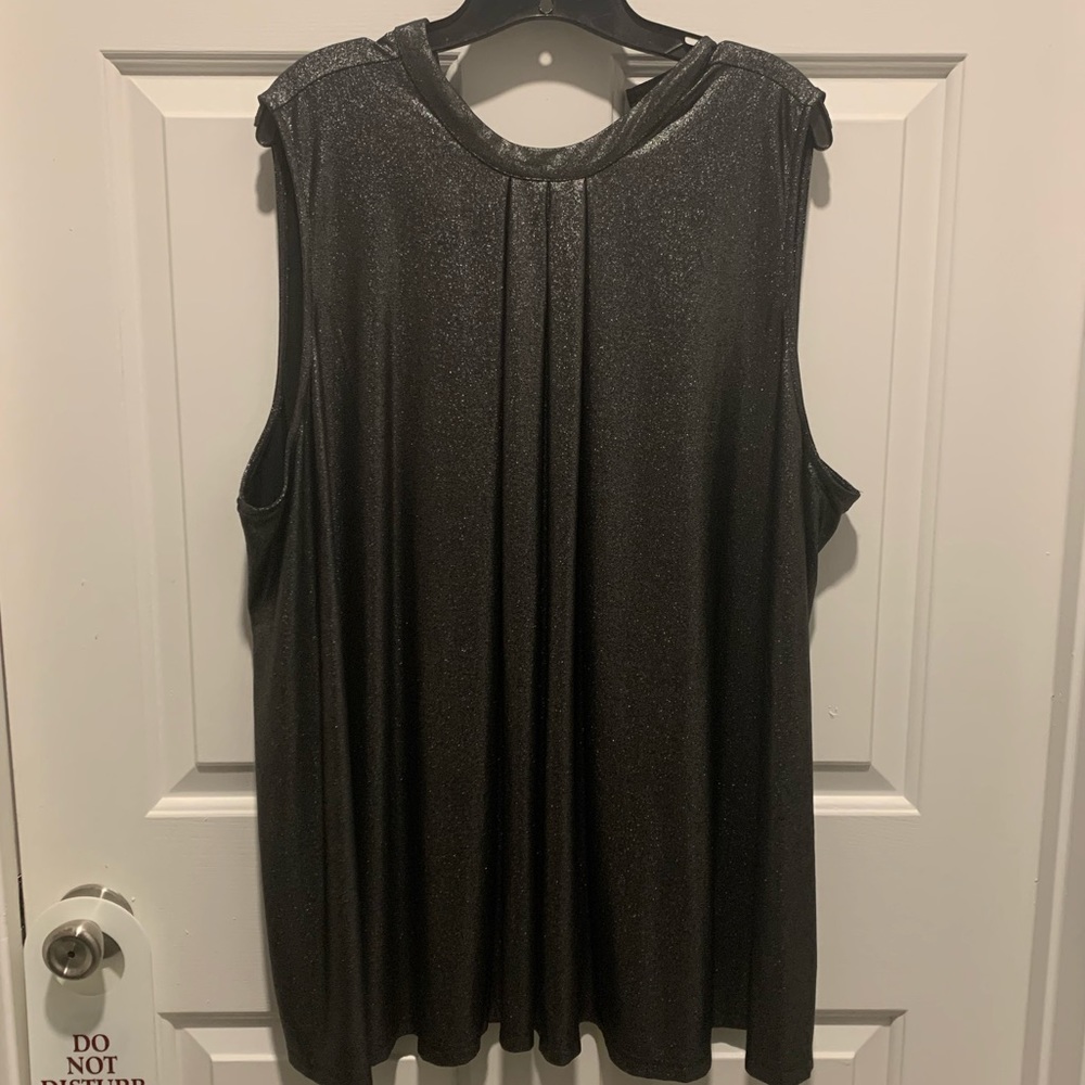 Black silvery shiny shirt. Sleeveless